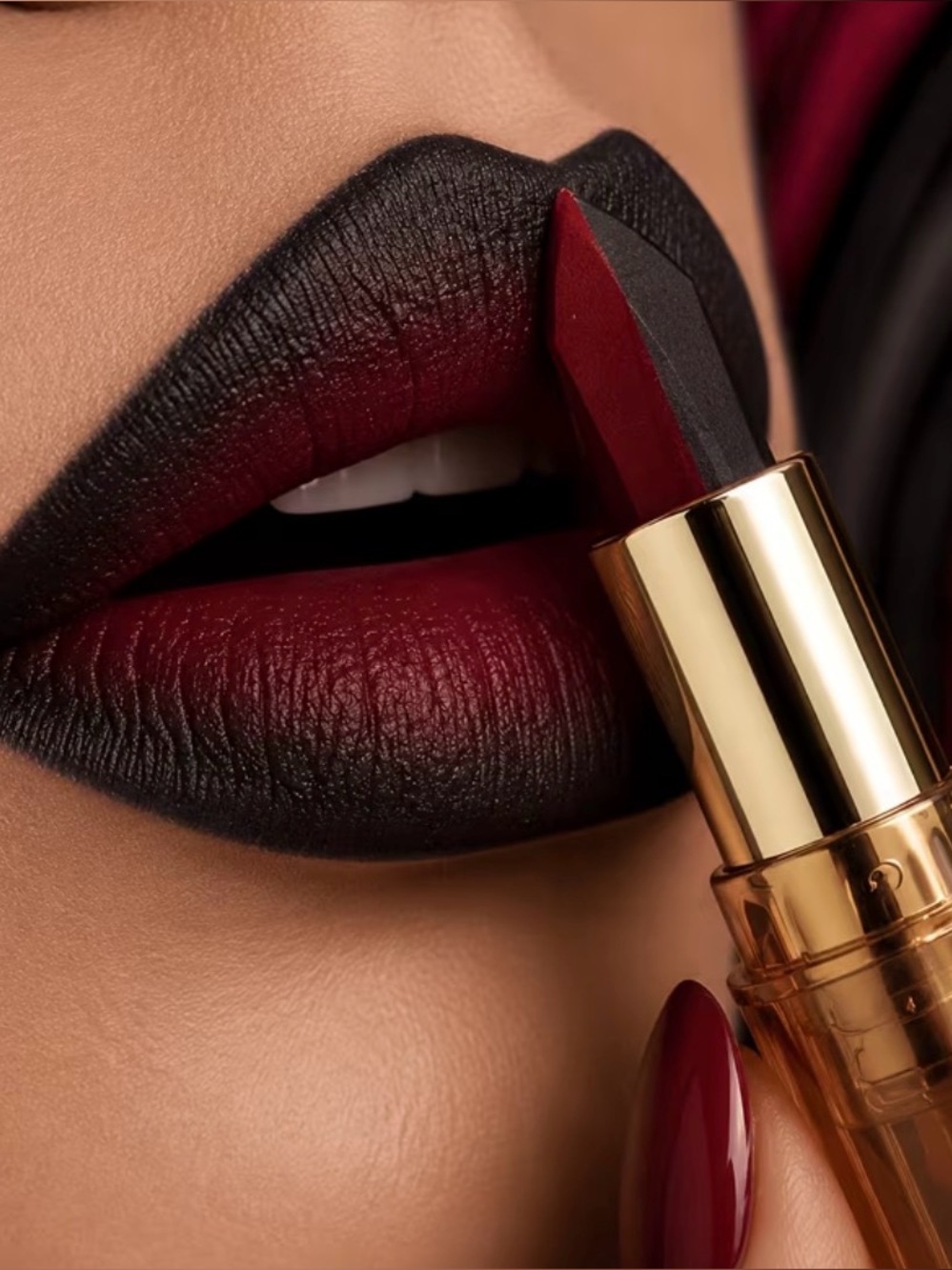 Long-Wear Ombre Lipstick in Deep Red & Black - Women Makeup